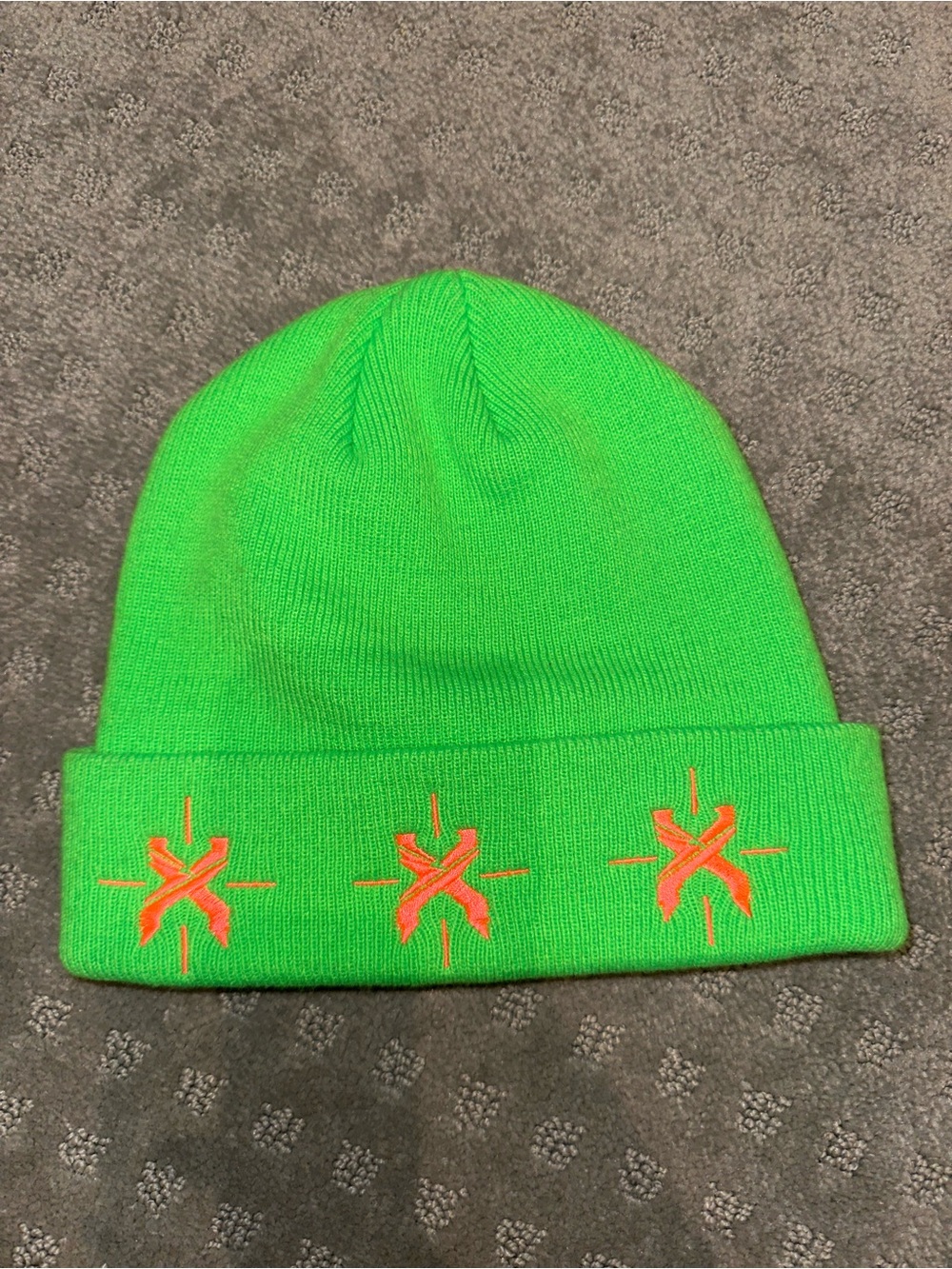 Excision neon green beanie